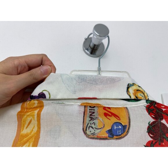 Lisa Says Gah Tessa Food Print Button Down Shirt Top Italian Summer Ivory L - Picture 9 of 15